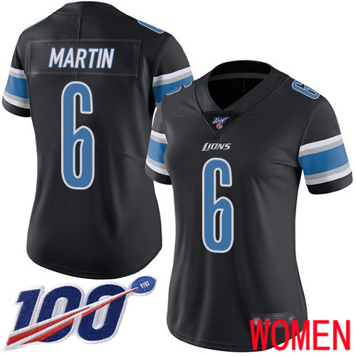 Detroit Lions Limited Black Women Sam Martin Jersey NFL Football #6 100th Season Rush Vapor Untouchable->detroit lions->NFL Jersey